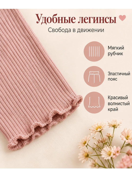 Детский костюм для девочек двойка: кофточка и леггинсы, комплект с принтом