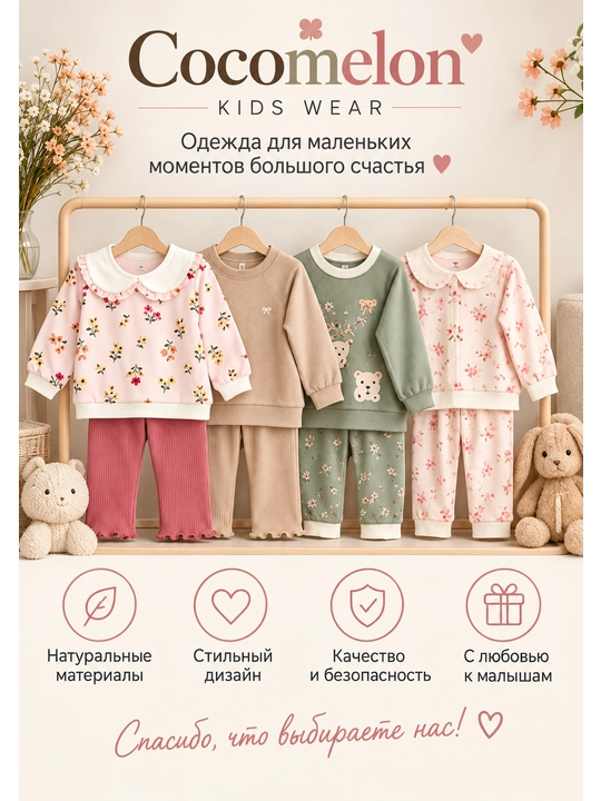 Детский костюм для девочек двойка: кофточка и леггинсы, комплект с принтом