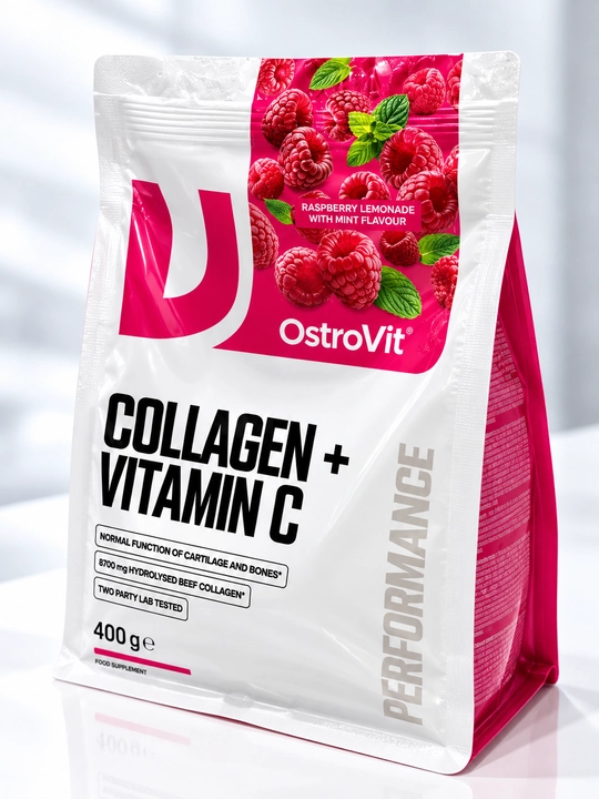OstroVit Collagen + Vitamin C 400g вкус Малина, коллаген