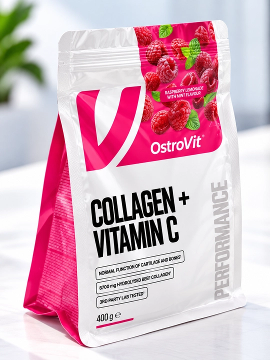 OstroVit Collagen + Vitamin C 400g вкус Малина, коллаген