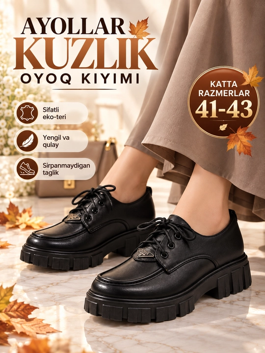 Ayollar oyoq kiyimi, velikan, katta razmerlar, klassika model, kuzlik oyoq kiyim - 