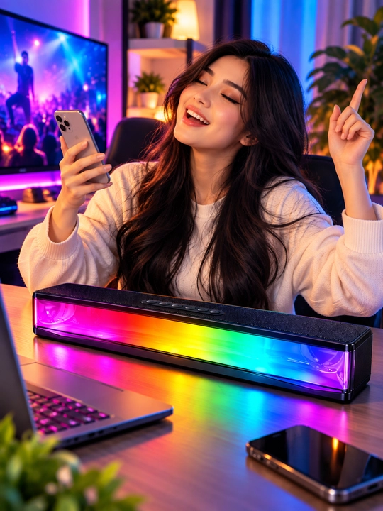 Беспроводная RGB колонка 20W с мощным звуком Bluetooth и яркой цветной подсветкой