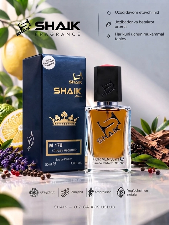 Мужской парфюм, Shaik 179, аромат Bvlgari Tygar, духи Le Gemme, цитрусовый парфюм, 50 мл - 