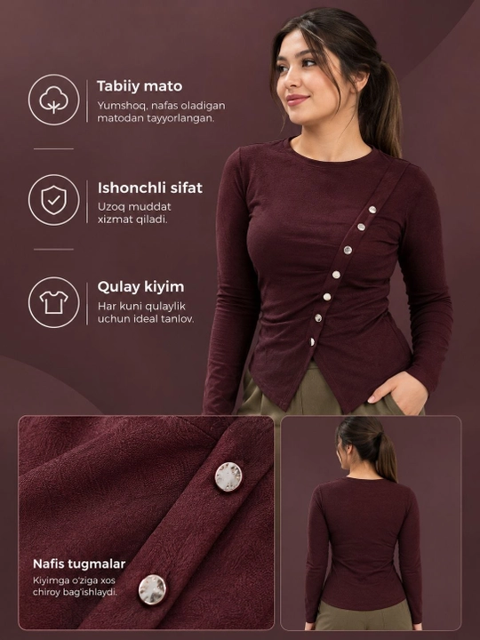 Ayollar koftasi, uzun yengli, aldamchi