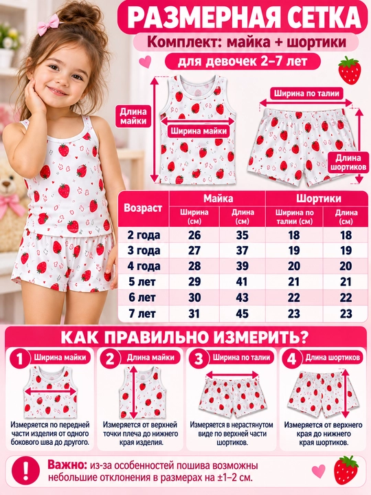 Комплект майка и трусики для девочек, хлопковое белье детское 2–7 лет