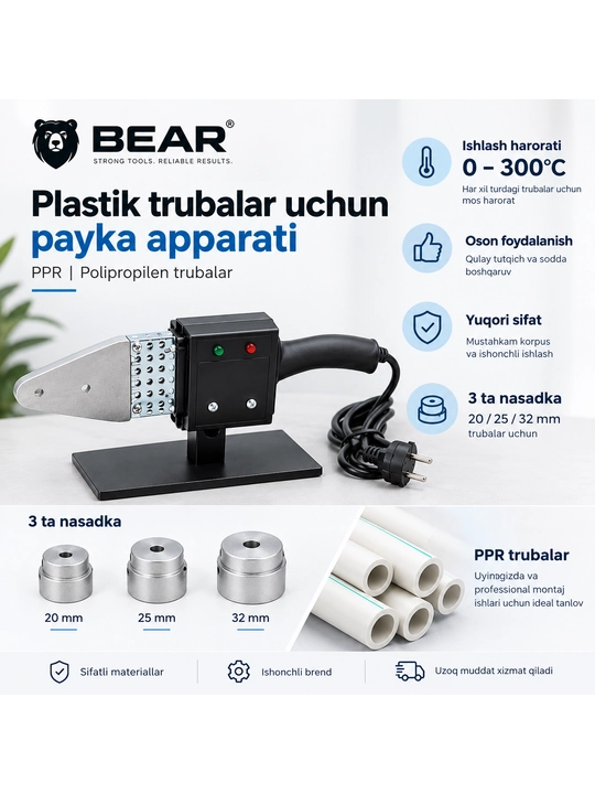 Plastik trubalarni payvandlash uchun apparat - 