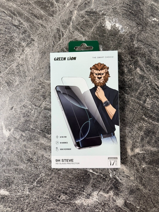 IPhone 17Pro, 17 Pro Max, Air uchun Green Lion 9H Steve himoya oynasi - 