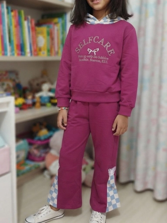 Qiz bolalar uchun sport kiyimlari toʻplami (xudi va shim), 2 qismli kiyimlar toʻplami