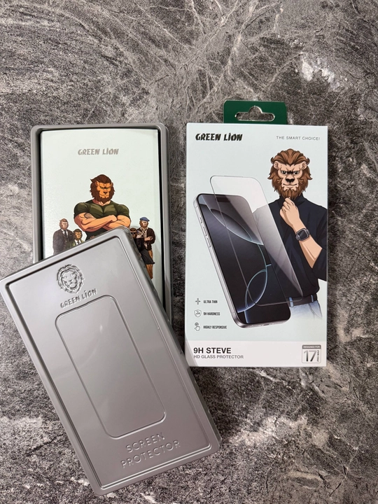 IPhone 17Pro, 17 Pro Max, Air uchun Green Lion 9H Steve himoya oynasi
