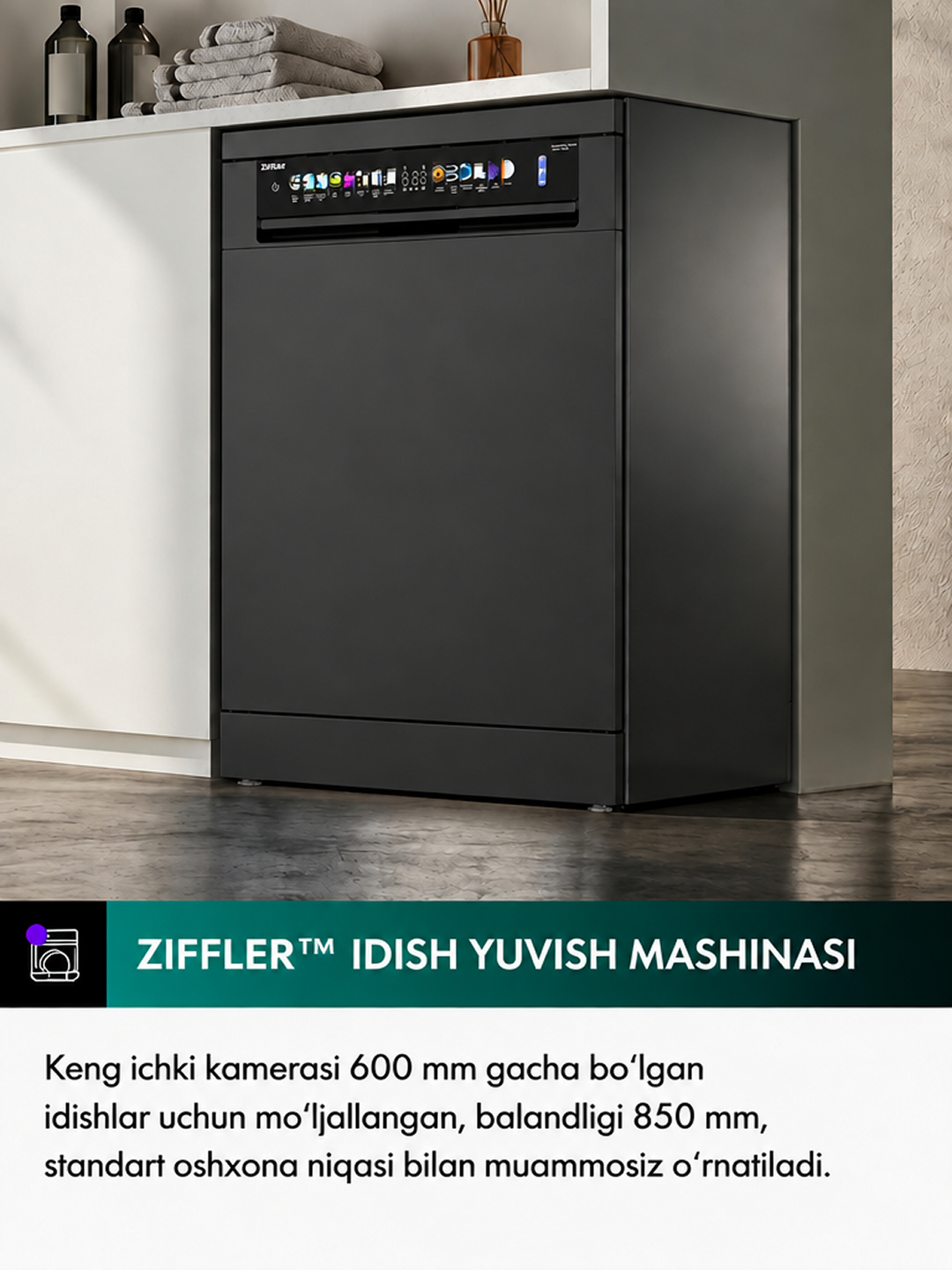 Ziffler idish yuvish mashinasi, uy va oshxona uchun idish yuvish mashinasi, 60 sm