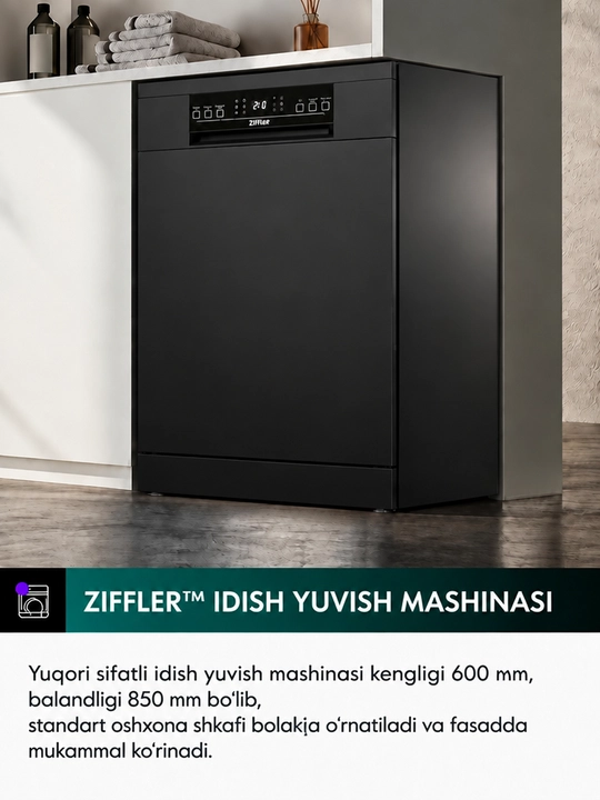 Ziffler idish yuvish mashinasi, uy va oshxona uchun idish yuvish mashinasi, 60 sm