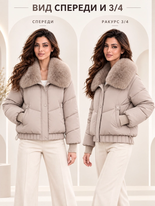 Теплая женская куртка с меховым воротником M–XXL, 12 цветов