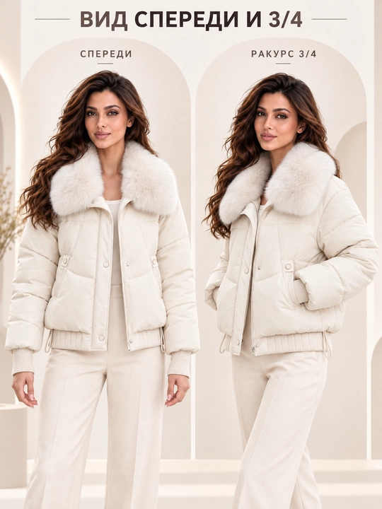 Теплая женская куртка с меховым воротником M–XXL, 12 цветов