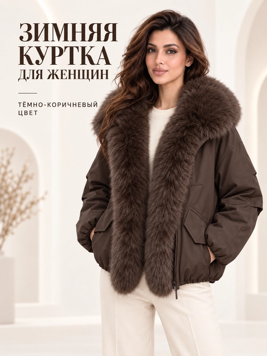 Теплая женская куртка с меховым воротником M–XXL, 12 цветов