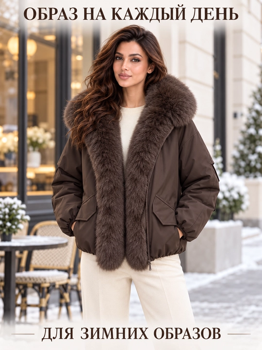 Теплая женская куртка с меховым воротником M–XXL, 12 цветов