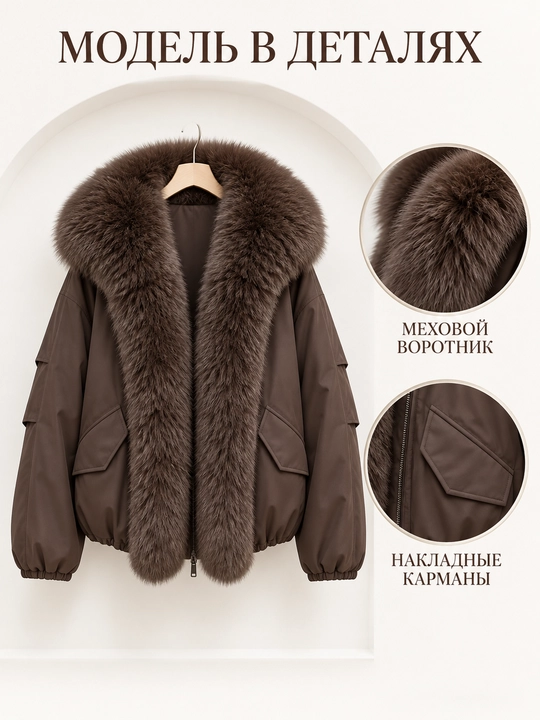 Теплая женская куртка с меховым воротником M–XXL, 12 цветов