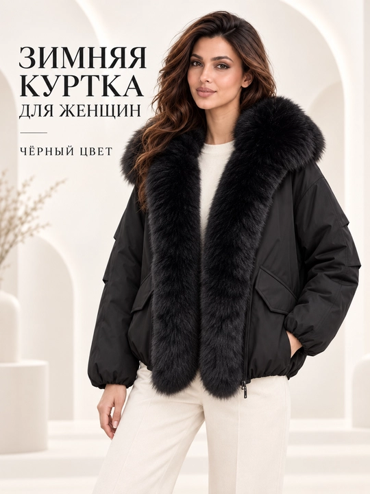 Теплая женская куртка с меховым воротником M–XXL, 12 цветов