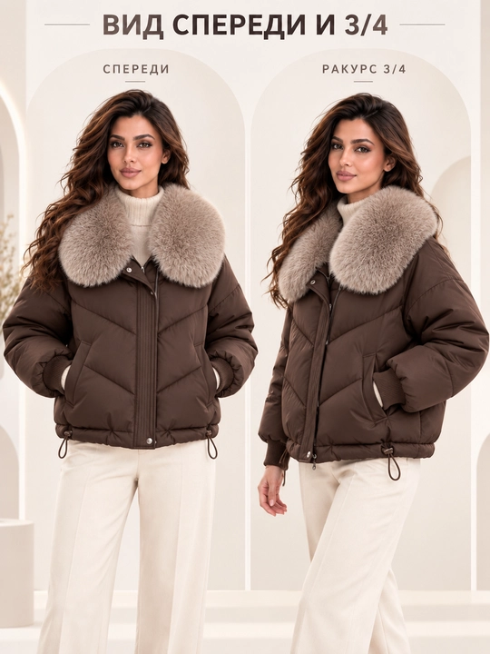Теплая женская куртка с меховым воротником M–XXL, 12 цветов