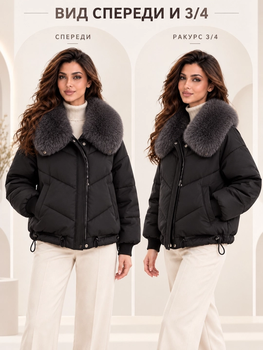Теплая женская куртка с меховым воротником M–XXL, 12 цветов