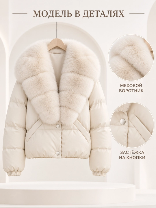 Теплая женская куртка с меховым воротником M–XXL, 12 цветов