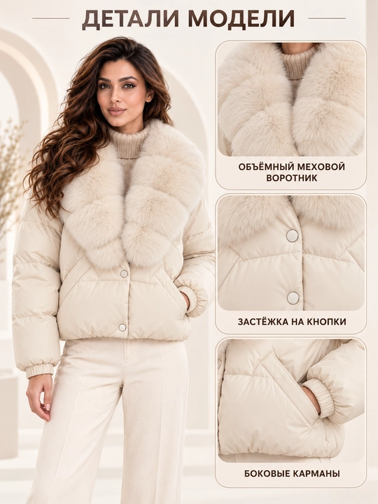 Теплая женская куртка с меховым воротником M–XXL, 12 цветов