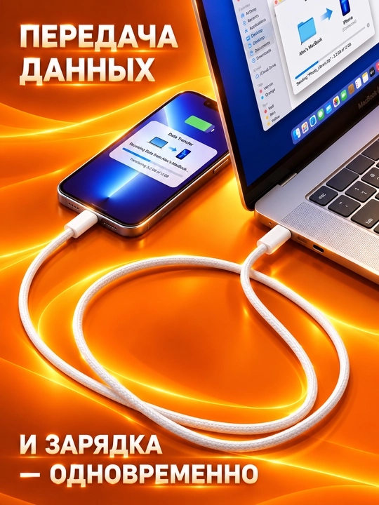Зарядное устройство для iPhone, быстрая зарядка 20 Вт, с кабелем Type-C-Type-C/Lightning