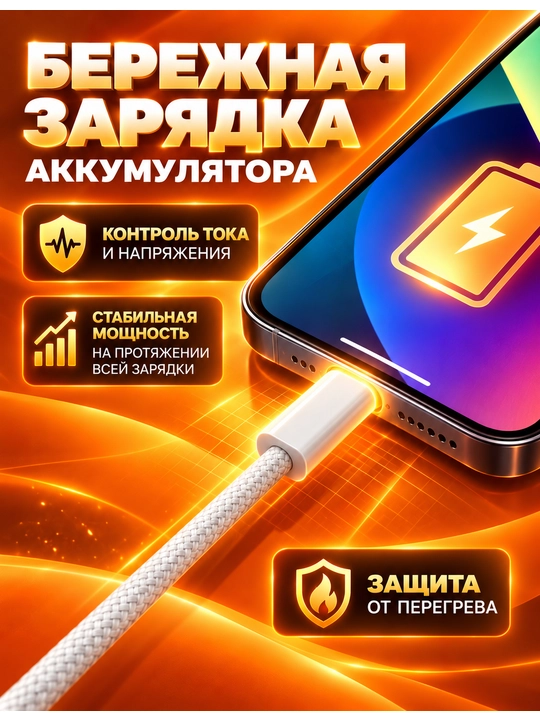 Зарядное устройство для iPhone, быстрая зарядка 20 Вт, с кабелем Type-C-Type-C/Lightning