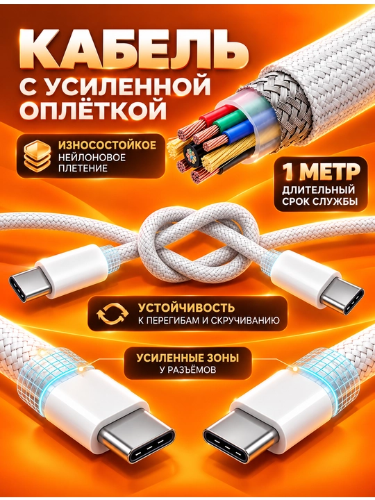 Зарядное устройство для iPhone, быстрая зарядка 20 Вт, с кабелем Type-C-Type-C/Lightning