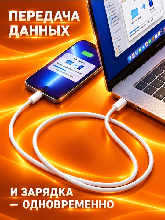 Зарядное устройство для iPhone, быстрая зарядка 20 Вт, с кабелем Type-C-Type-C/Lightning