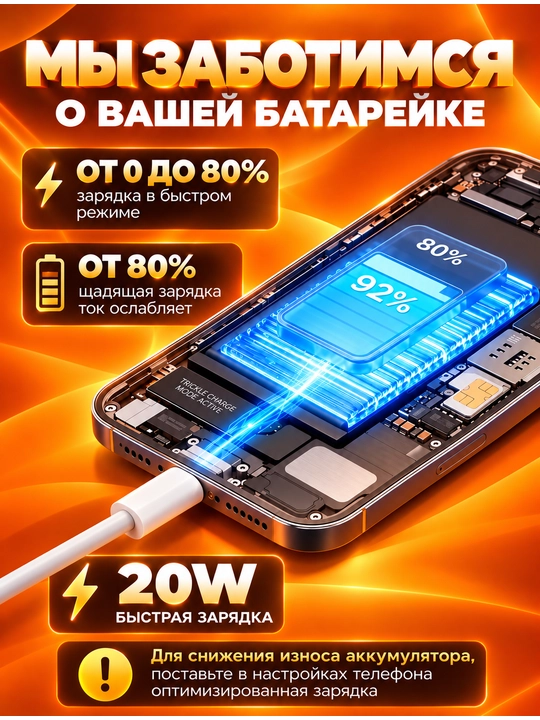 Зарядное устройство для iPhone, быстрая зарядка 20 Вт, с кабелем Type-C-Type-C/Lightning