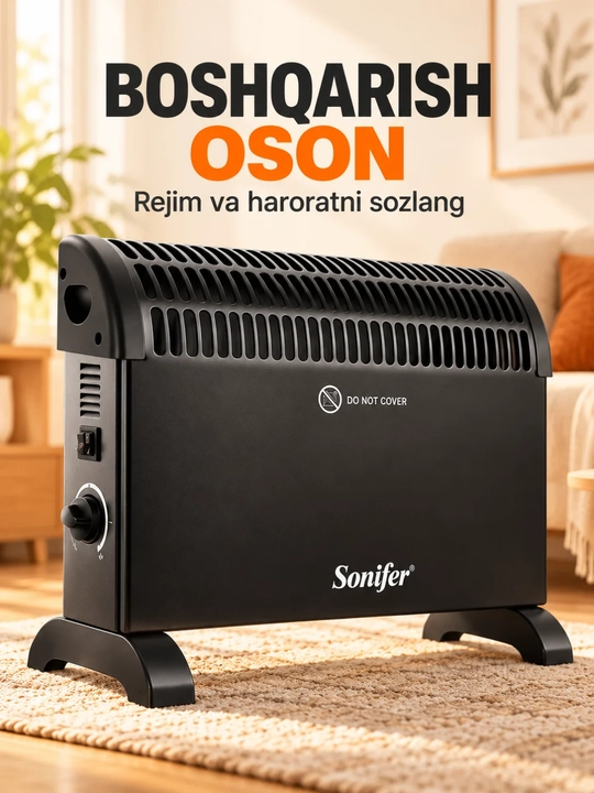 Электрический обогреватель Sonifer SF-6534, конвектор 2000 Вт для дома и комнаты