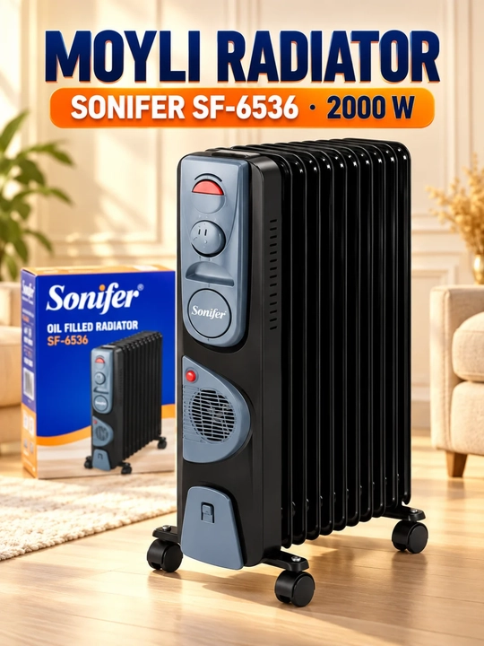 Обогреватель масляный Sonifer SF-6536, 13 секций, с вентилятором, 2000 Вт - 