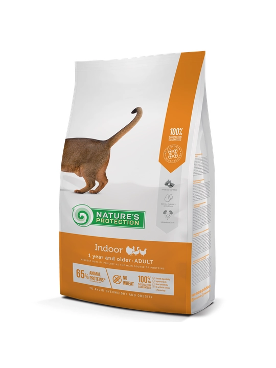 Сухой корм для взрослых домашних кошек Nature's Protection Indoor, 2 кг - 