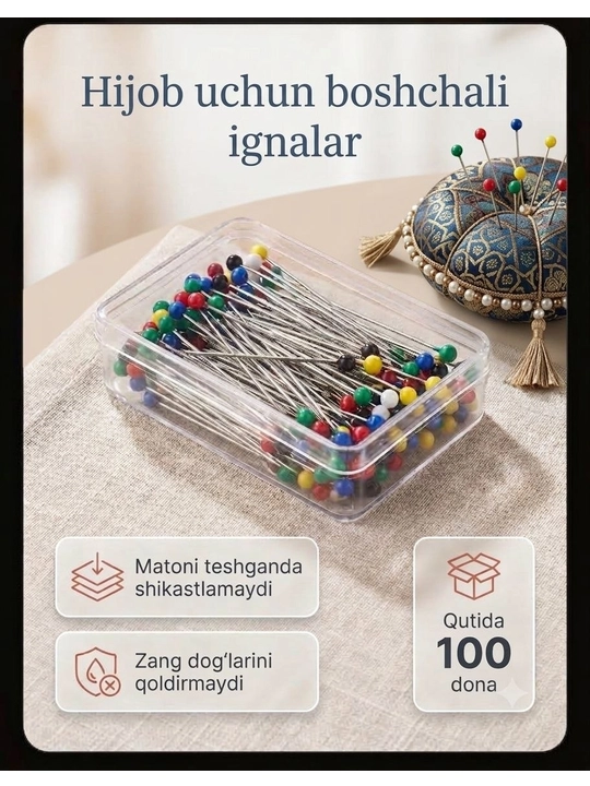 Булавки для хиджаба IGOLKI, 100 шт
