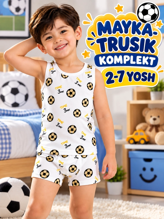 Майка и трусики для мальчика комплект, детское хлопковое белье, 2–7 лет - 