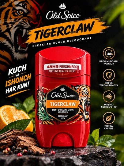 Мужской дезодорант-стик Old Spice Tigerclaw, защита до 48 часов - 