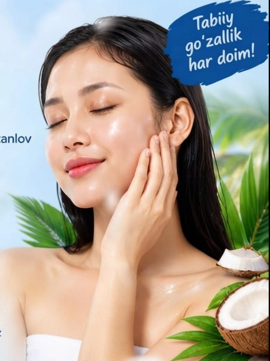 100 ml toza kokos moyi, soch va tana uchun ozuqaviy va namlantiruvchi moy