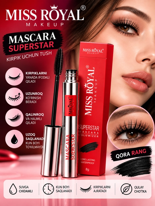 Kirpik uchun tush Miss Royal Makeup, qora - 