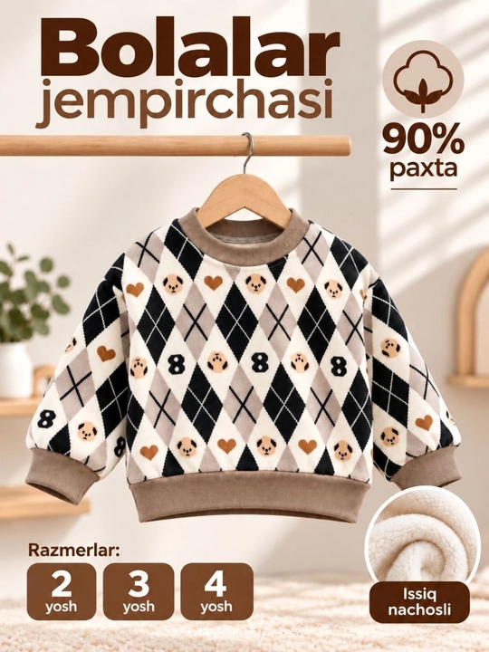 Детский джемпер с начесом, теплый свитшот из хлопка 90%, кофта для детей, 2, 3, 4 года