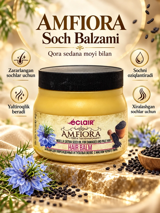 Бальзам для волос ECLAIR AMFIORA с маслом черного тмина