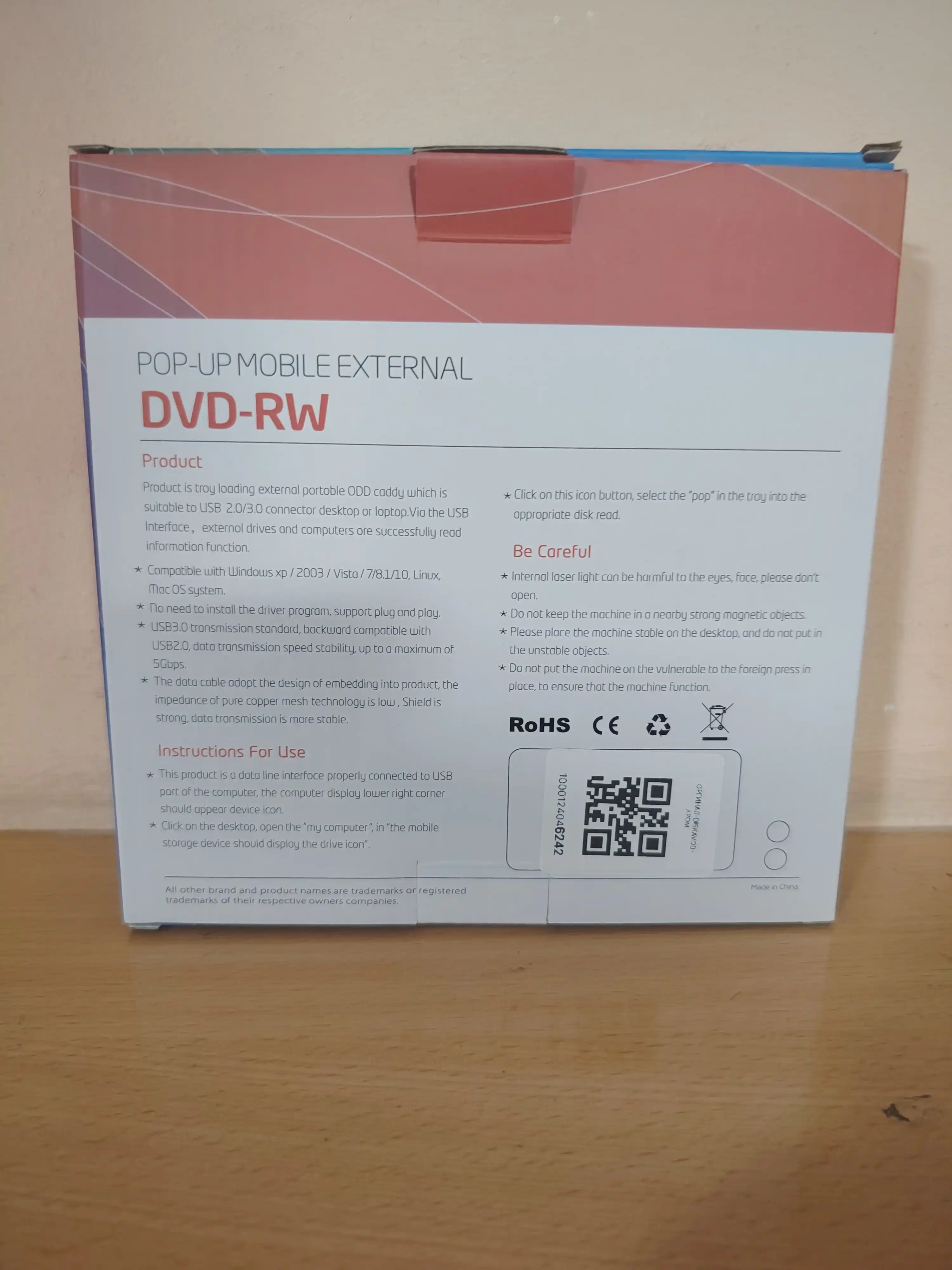 Tashqi CD/DVD disk yurituvchi USB  Hud Type-C, o‘qish va yozish