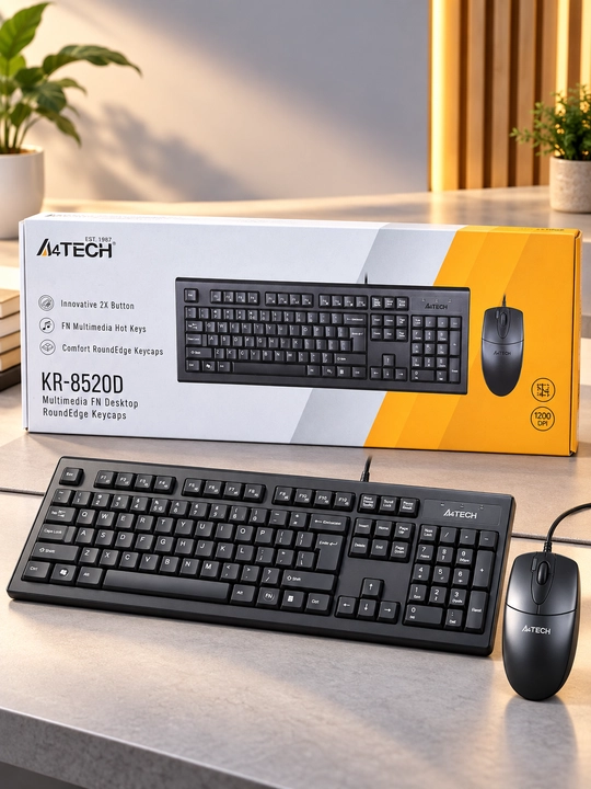 Klaviatura va sichqoncha A4TECH KR-8520D, USB simli to‘plam, kompyuter va ofis uchun