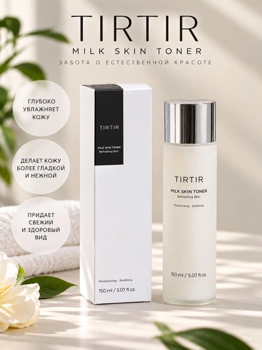 TIRTIR Milk Skin Toner 150 мл — увлажняющий тонер с ниацинамидом для сияния кожи