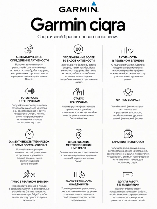 Фитнес-браслет Garmin CIRQA Smart Band без экрана
