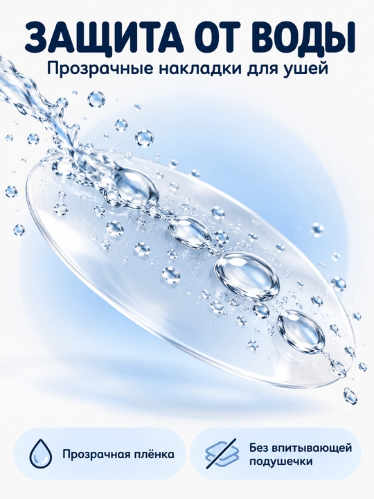 Накладки на уши для защиты от воды, самоклеящиеся, 5 × 7 см, 10–40 шт