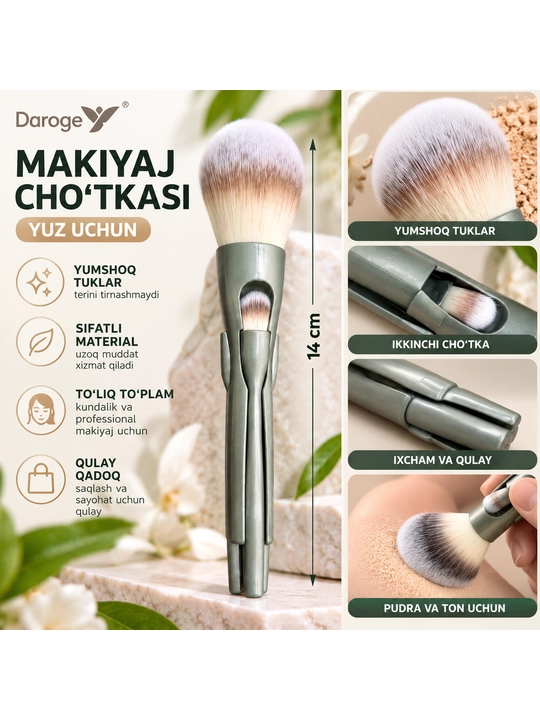 Daroge кисти для макияжа — набор из 4 компактных (телескопических) кистей - 