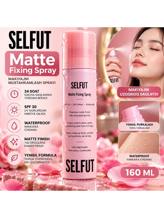 SELFUT Matte Fixing Spray — спрей для фиксации макияжа, SPF 30, 160 мл - 