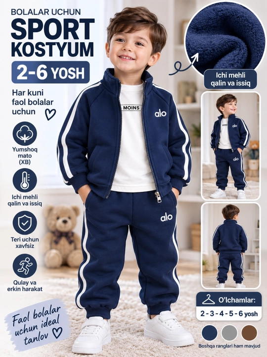 Детский спортивный костюм 2–6 лет, тёплый мягкий костюм для мальчика