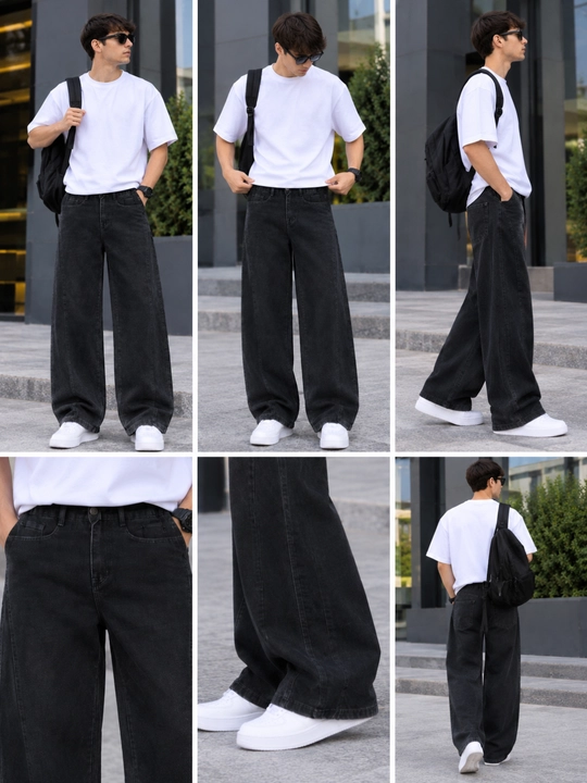 Erkaklar BAGGY jinsi shimlari, keng erkin jinsi shimlar, kilot jinsilar