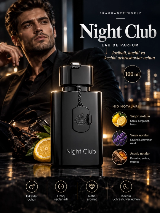 Night Club мужской парфюм 100 мл — Яркий стойкий аромат для вечерних встреч - 